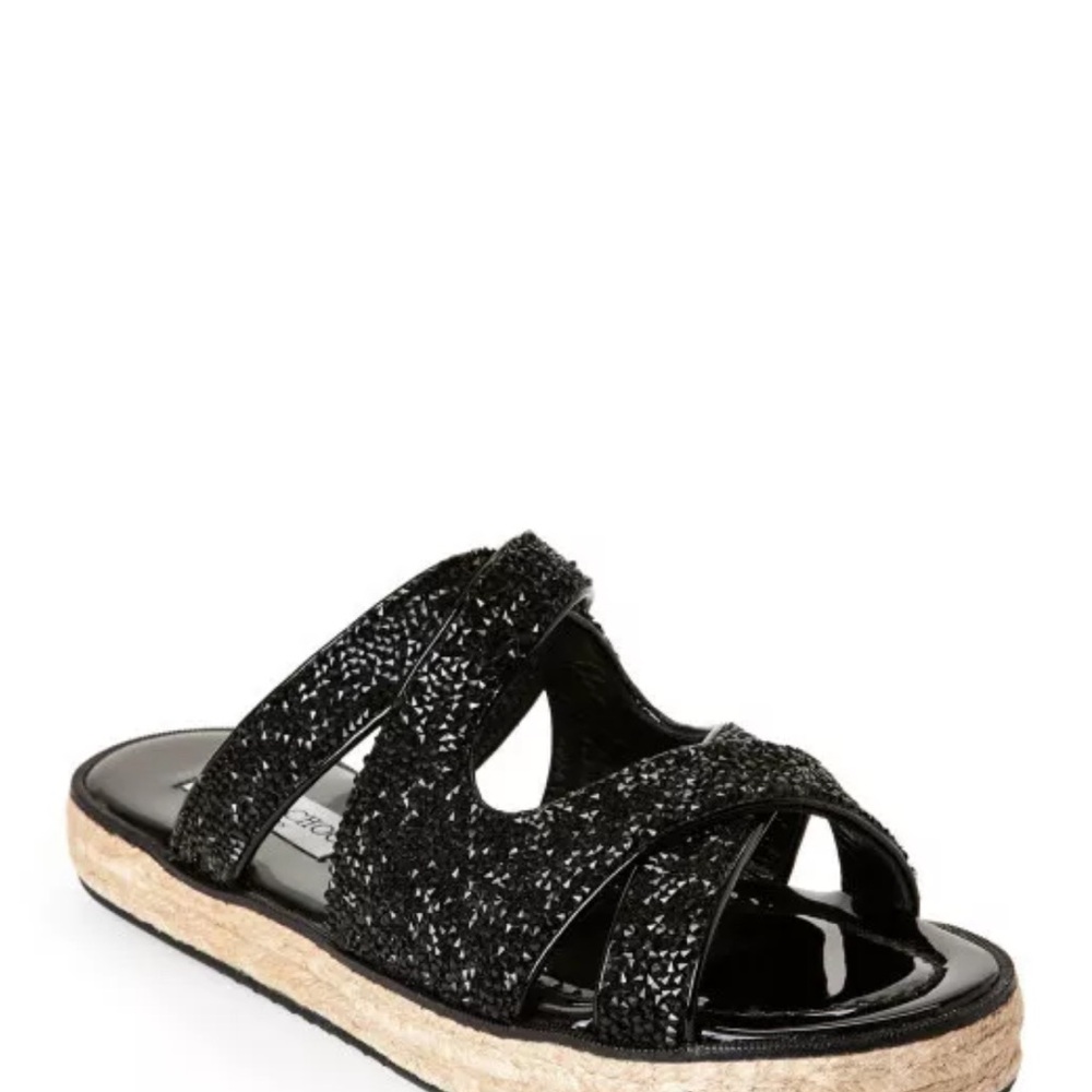 Jimmy Choo Black 'nile' Crystal Mix Patent Leather Sandals sz 38.5 new